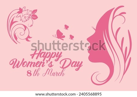  8 March, women's Day greeting card and Happy Women's Day banner design, International Women's Day celebration,