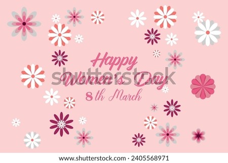  8 March, women's Day greeting card and Happy Women's Day banner design, International Women's Day celebration,