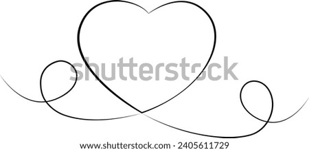 Continuous one line art Hearts of love concept on white illustration