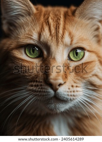 A professional picture, a shot of brown and white and green eyes 