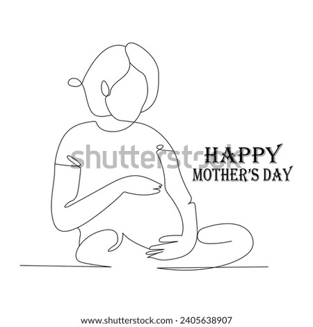 Happy Mothers day line art style vector illustration Continuous one line drawing. 