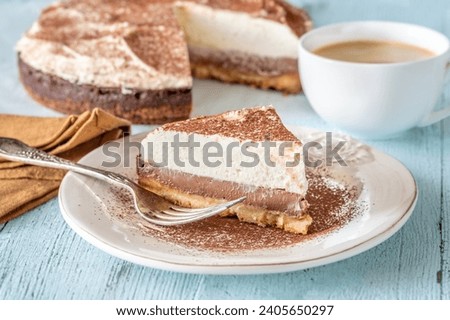Bittersweet Chocolate Tart with Coffee Mascarpone Cream Royalty-Free Stock Photo #2405650297