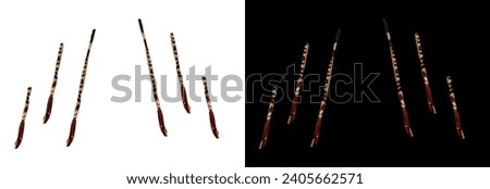 Fairy tale animal tails made of fabric on isolated white and black background