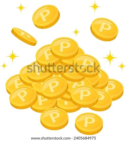 Image of point coins piling up Royalty-Free Stock Photo #2405684975
