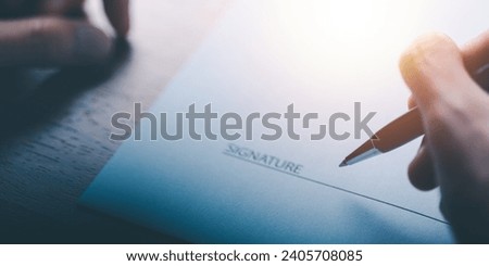 Business Agreements and Approvals ,business contract signing ,Confirmation of contract documents or warranty card ,legal contract ,guarantee correctness ,Signing a form ,Business paperwork