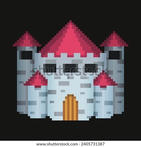 Editable pixelated vector of Castle illustration, good for sticker, clip art, logo, icon, game asset, sign system, etc