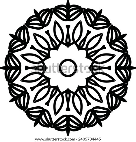 Circular flower mandala pattern for Henna, Mehndi, Decoration. Decorative ornament in ethnic oriental style. Outline doodle hand draw vector illustrat