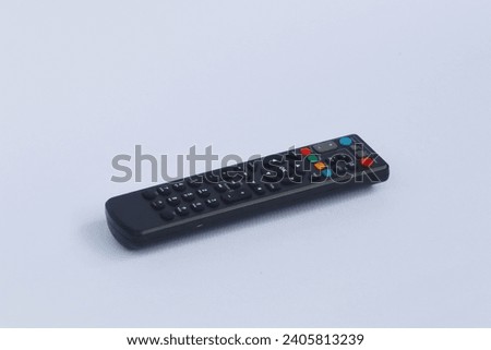 Black appliances remote control on white background