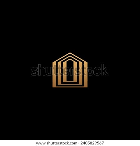 House logo icon clip art with luxurious gold bar style.