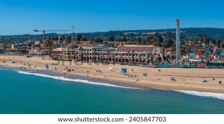 Aerial view of the Santa Cruz beach town in California, USA.