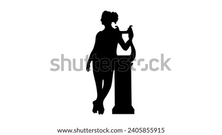 Terpsichore Lyran, Muse of Lyric Poetry, black isolated silhouette Royalty-Free Stock Photo #2405855915