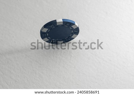 Blue casino chip isolated on white. Poker game.