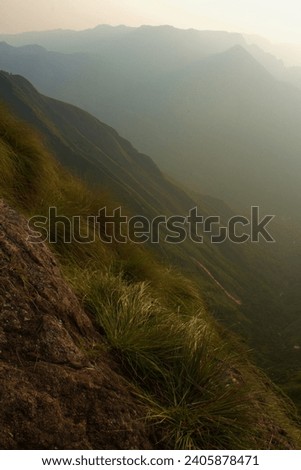 View from the Kolukkumalai hill top situated in the Kerala-Tamilnadu border in India in the morning