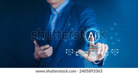AI, Artificial Intelligence, technology smart robot AI, artificial intelligence by enter command prompt for generates something, Futuristic technology transformation, Chatbot, assistant, secretary. Royalty-Free Stock Photo #2405893363