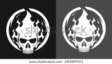 logo skull fire head illustration