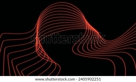 Abstract orange simple geometric lines rotation Illustration. Black background Illustration.