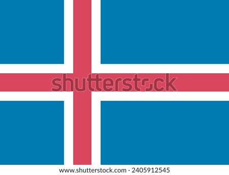 Iceland flag. The official ratio. Flag icon. Standard color. Standard size. A rectangular flag. Computer illustration. Digital illustration. Vector illustration.