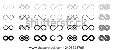 Infinity icon set. Infinity, eternity, infinite, endless, loop symbols. Unlimited infinity collection icons flat style - stock vector Royalty-Free Stock Photo #2405923765