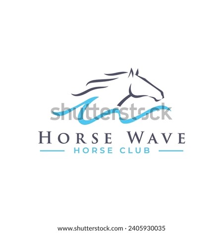Elegant luxury letter W monogram horse wave logo, letter W horse logo, Wave logo Royalty-Free Stock Photo #2405930035