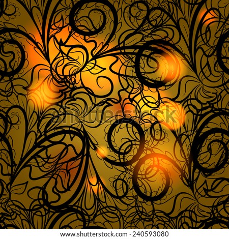 Abstract seamless pattern like as lace or cast-iron fence. Pattern can be used as wallpaper, web page background, textile design etc