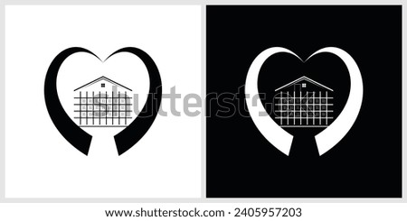 Love Home Logo. Heart and House Icon Combination