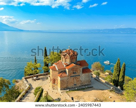 Lake Ohrid, Church of St. John at Kaneo, North Macedonia Royalty-Free Stock Photo #2405987443