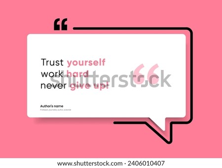 3D bubble testimonial banner, quote, infographic. Social media post template designs for quotes. Empty speech bubbles, quote bubbles and text box. Vector Illustration EPS10. Royalty-Free Stock Photo #2406010407