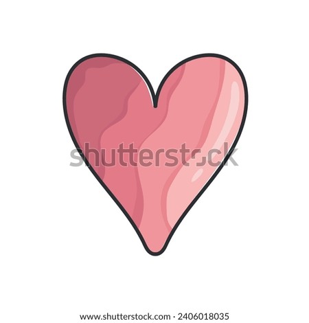 Simple doodle heart gem stone texture colored. Hand drawn heart shaped stone. Vector illustration