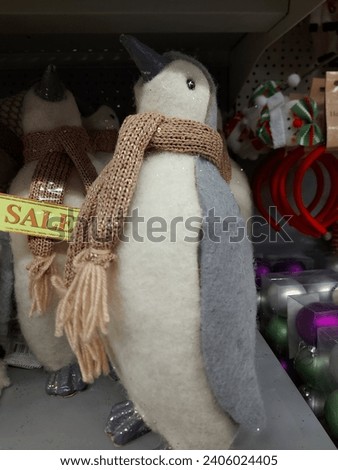 Christmas toy penguin.New Year toys.Penguin chick