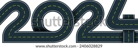 2021 year in shape road with yellow lines 