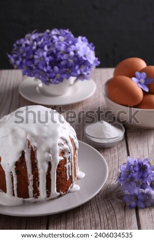 In this traditional Easter cake photography, a homemade masterpiece steals the spotlight. Glazed it stands as a symbol of both religious tradition and joyous celebration. egg adds a touch of symbolism