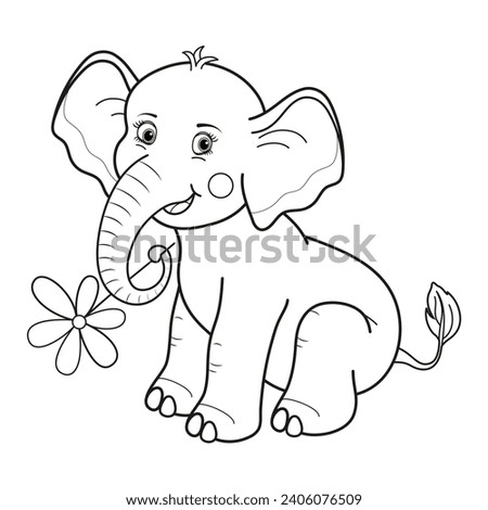 Kids Coloring Book for Children. Cartoon Animal Elephant. Vector illustration. 