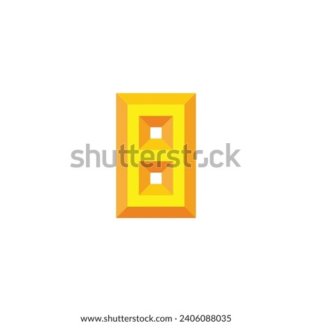 Number 8 gold, 3d geometric symbol simple logo vector