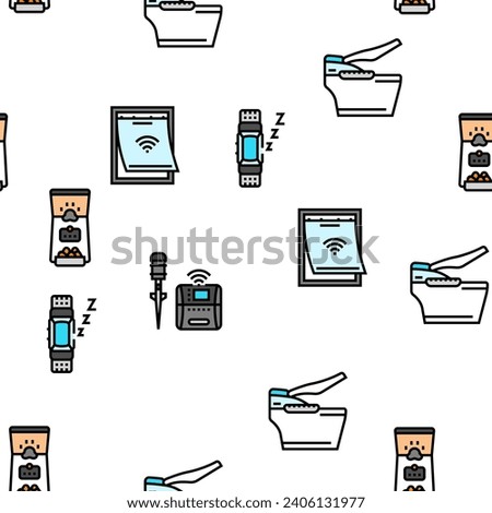 home smart technology control vector seamless pattern thin line illustration