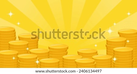Background illustration of stacked coins yellow (2:1) Royalty-Free Stock Photo #2406134497