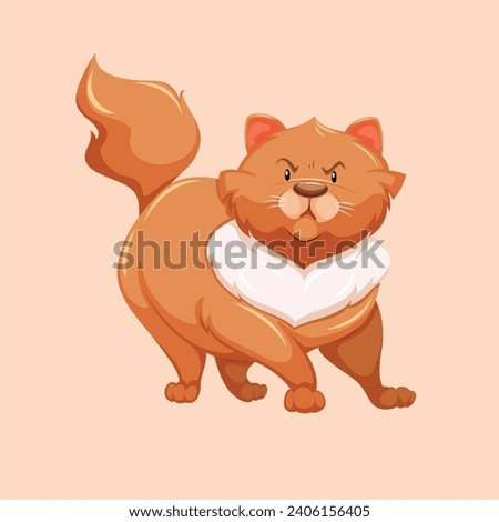 vector illustration of an orange cat with an angry face