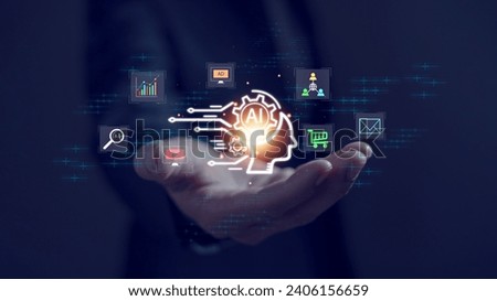 smart robot AI, artificial intelligence by enter command prompt for generates something, Futuristic technology transformation Big data includes operating systems or cyber data. Royalty-Free Stock Photo #2406156659