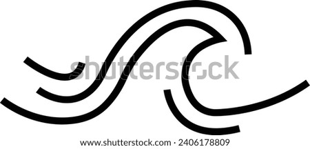 Sea wave icon. Water logo, line ocean symbol in vector trendy flat style. Various waves water lake river black linear icon design isolated on transparent background use for website and mobile app.
