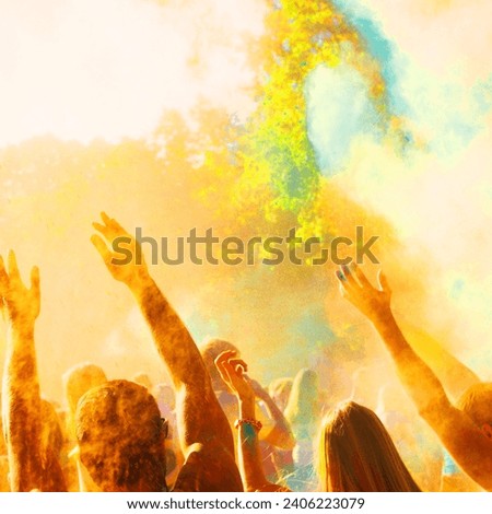 Capture the vibrant spirit of Holi with our colorful photo collection. Explore joyful celebrations and dynamic hues in this festive imagery. Royalty-Free Stock Photo #2406223079
