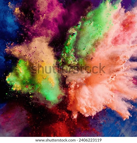 Capture the vibrant spirit of Holi with our colorful photo collection. Explore joyful celebrations and dynamic hues in this festive imagery. Royalty-Free Stock Photo #2406223119
