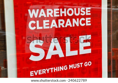 Warehouse clearance sale red sign