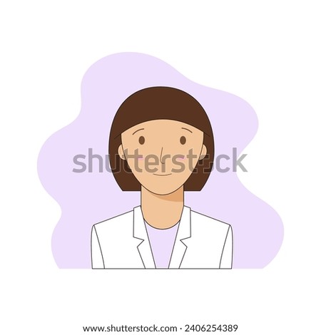 Portrait of a smiling woman with fair skin. Female researcher, laboratory assistant, doctor, chemist. An avatar for a woman profile.