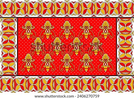 African Wax Print fabric, Ethnic overlap ornament seamless design, Khanga pattern motifs floral elements. khanga texture, colorful textile Ankara fashion style. New Design For Fabric