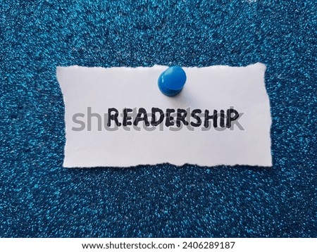 Readership text on a blue background.