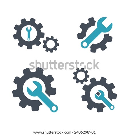 Gear with Spanner Icon Set Vector Design.