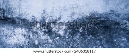 Dark wall, rough background, dark concrete wall or grunge background with blue paint.
