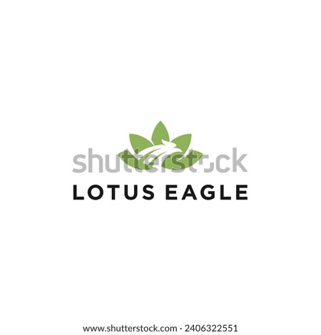 nature lotus eagle head logo design vector illustration
