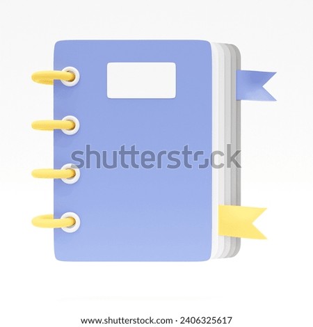 3d icon notebook with stickers. Notebook concept office.  Render vector illustration