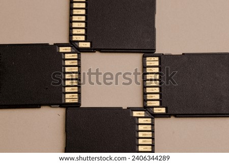 Memory card, SD card and micro SD card isolated on white background, front and back view