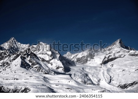 Zermatt, Switzerland - December 24, 2023: The Matterhorn Glacier Paradise mountain range.